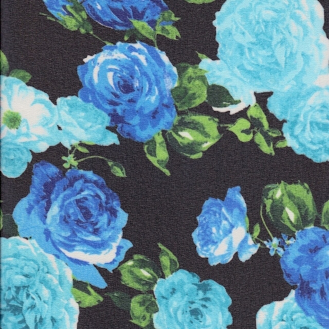 Black/Royal/Turquoise Floral Pebble Chiffon Fabric By the Yard
